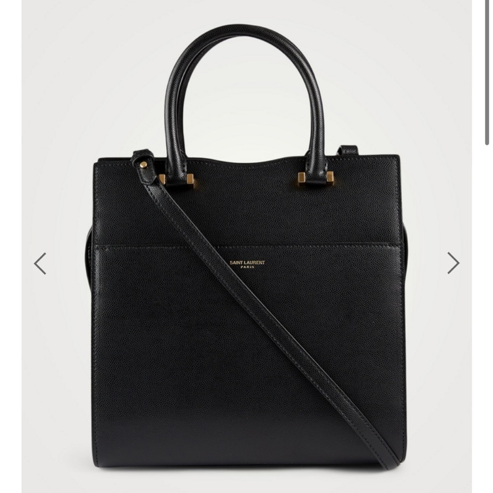 Authentic Saint Laurent Uptown Leather Black Tore Bag